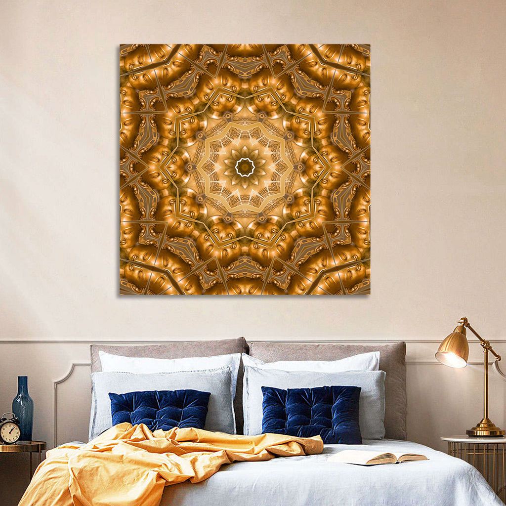 Golden Buddha Mandala Kaleidoscope Pattern Wall Art