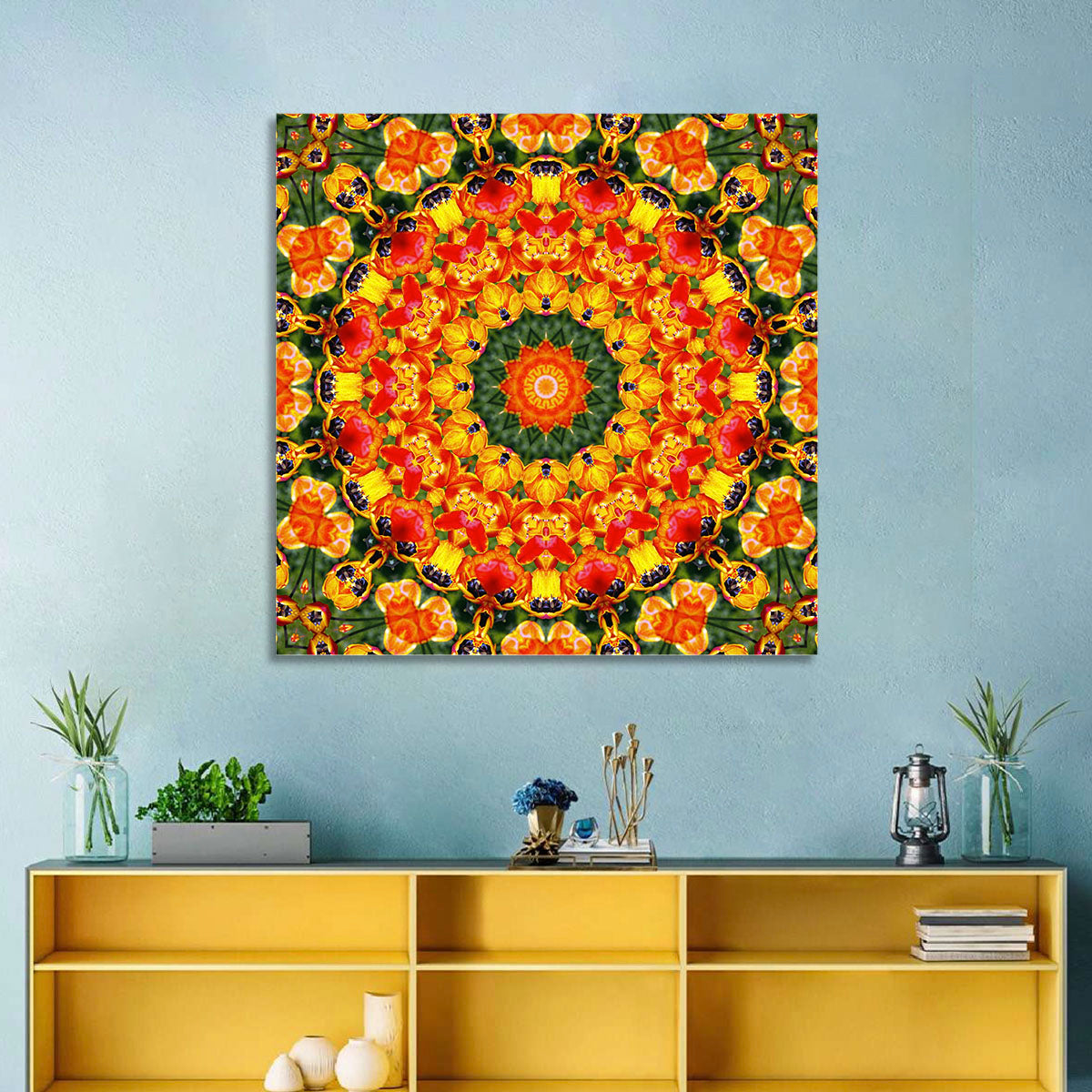 Floral Kaleidoscope Mandala Wall Art