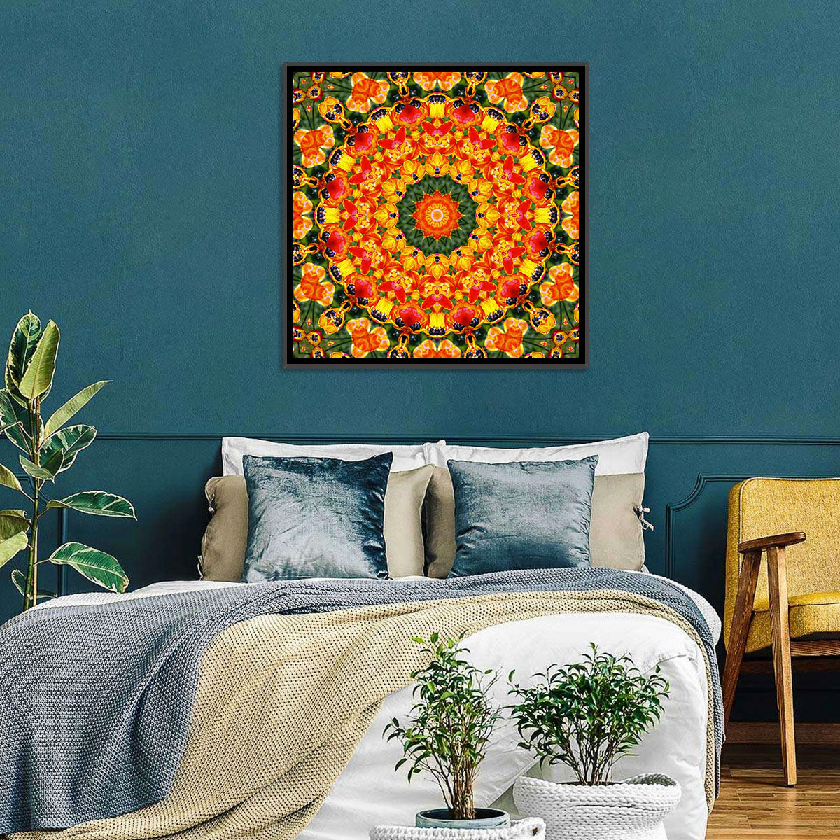 Floral Kaleidoscope Mandala Wall Art