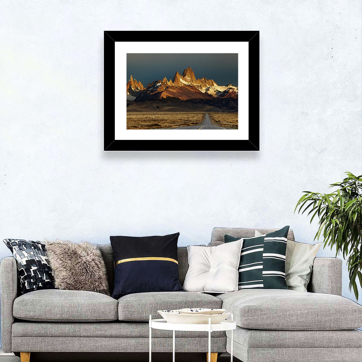 Mount Fitz Roy Sunrise Wall Art in a room, landscape