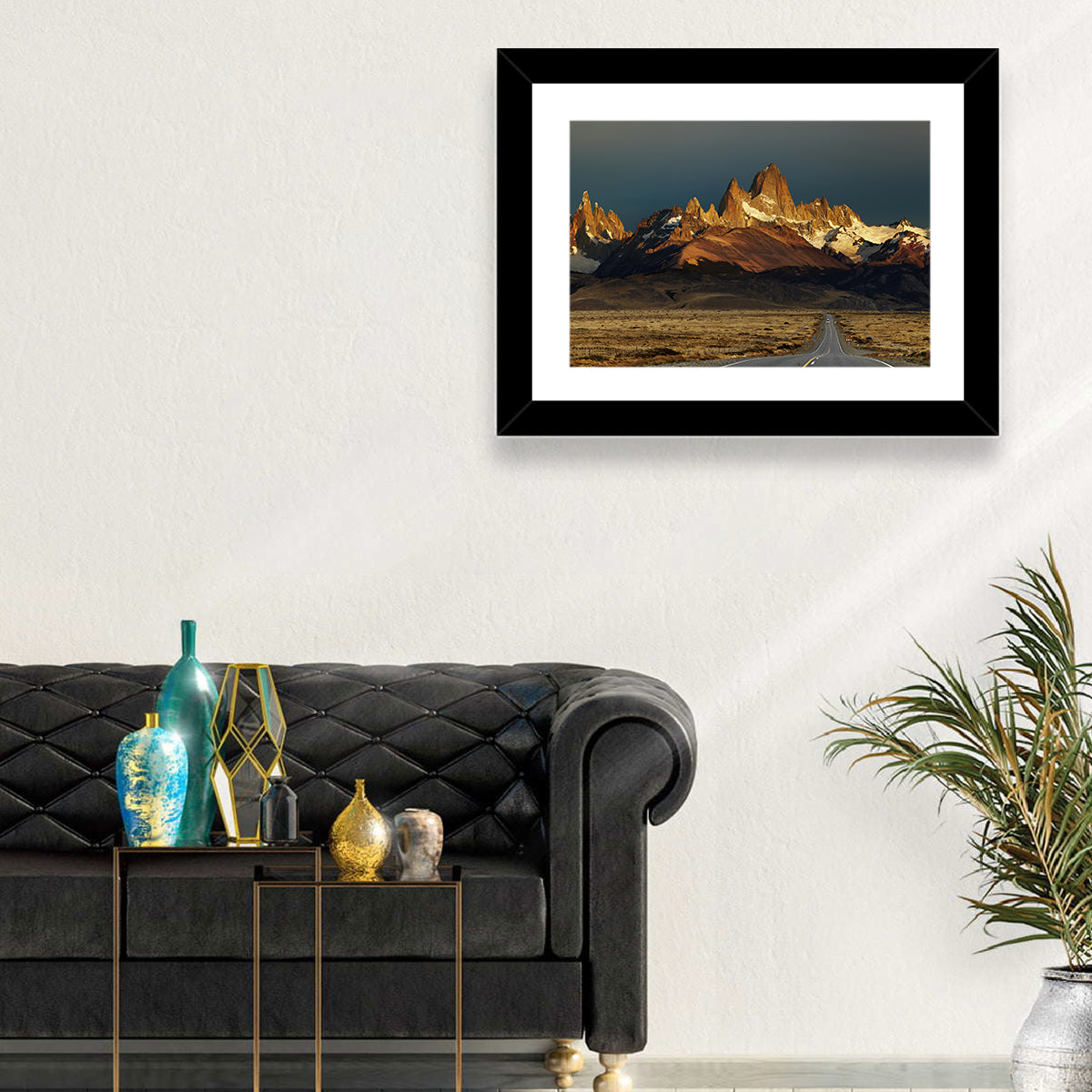 Mount Fitz Roy Sunrise Wall Art in a room, landscape