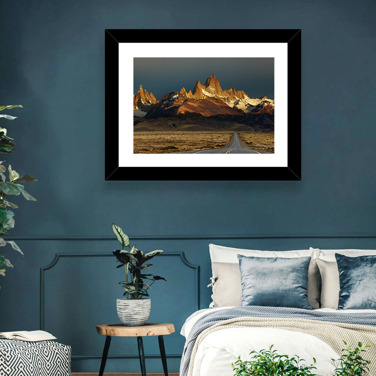 Mount Fitz Roy Sunrise Wall Art in a room, landscape