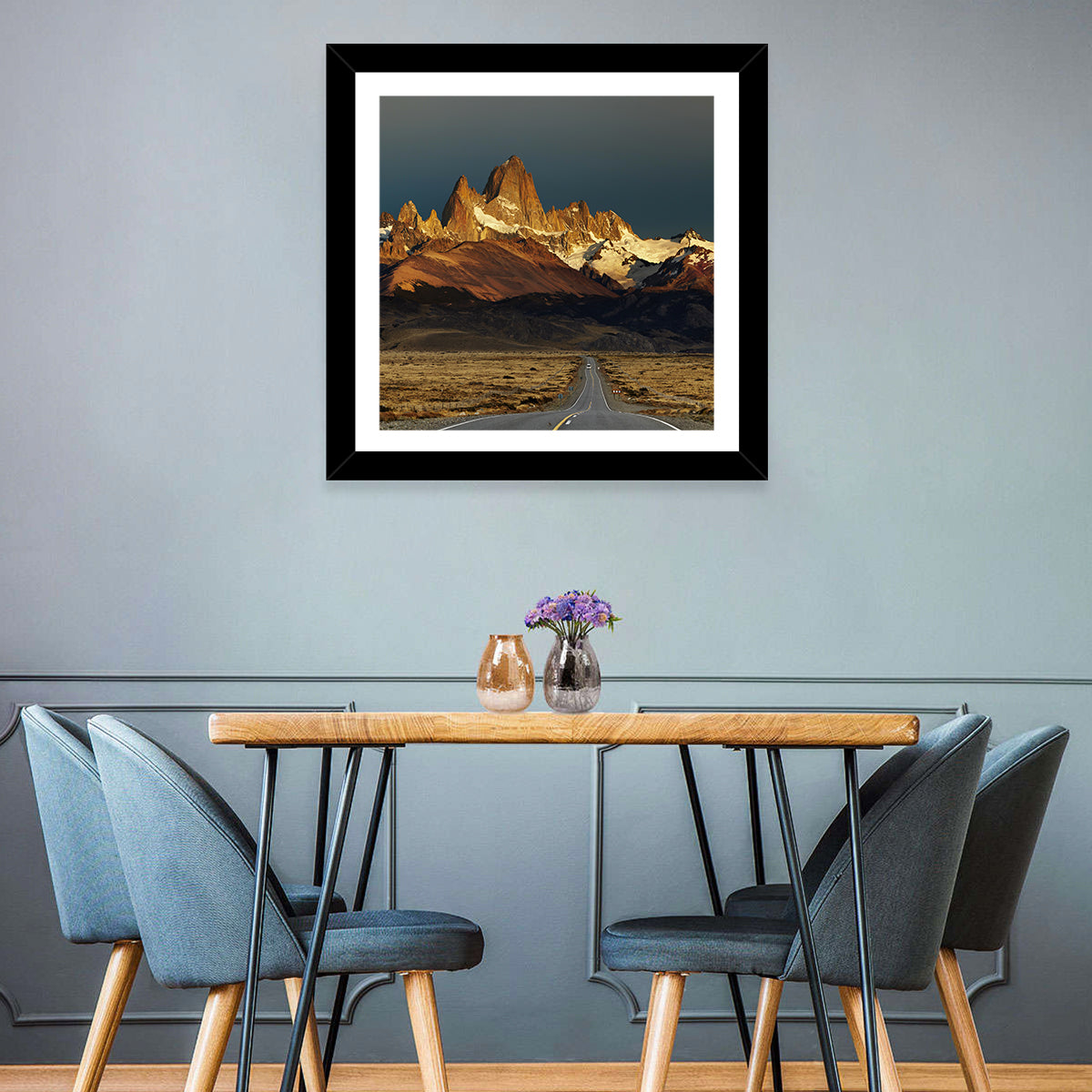 Mount Fitz Roy Sunrise Wall Art in a room, landscape