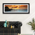 Overwater Bungalow Sunset Pier Wall Art