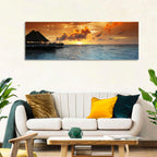 Overwater Bungalow Sunset Pier Wall Art