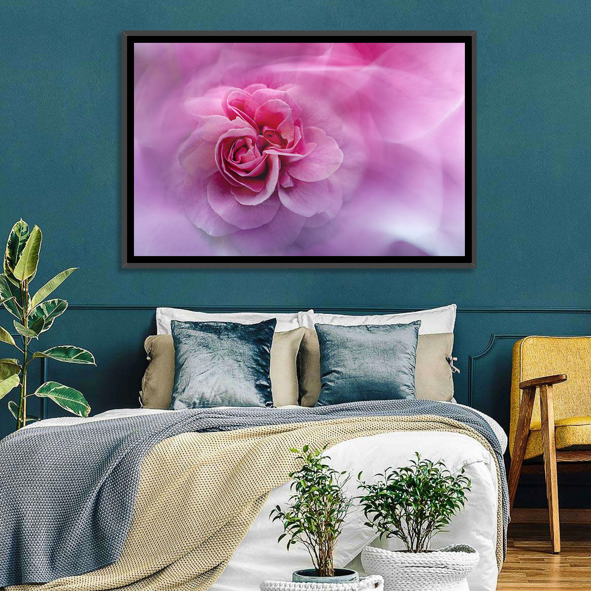 Ethereal Pink Rose Bloom Wall Art