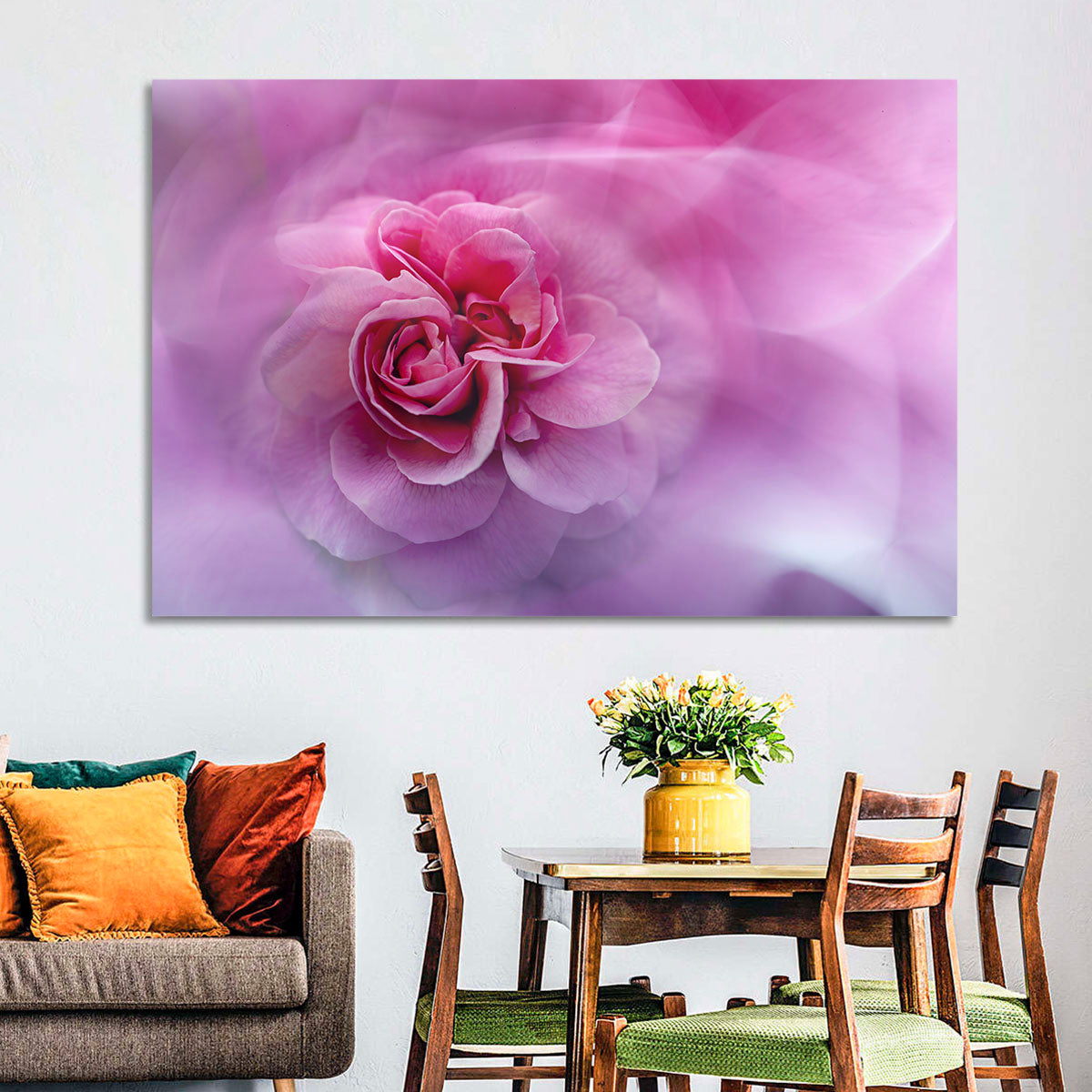 Ethereal Pink Rose Bloom Wall Art