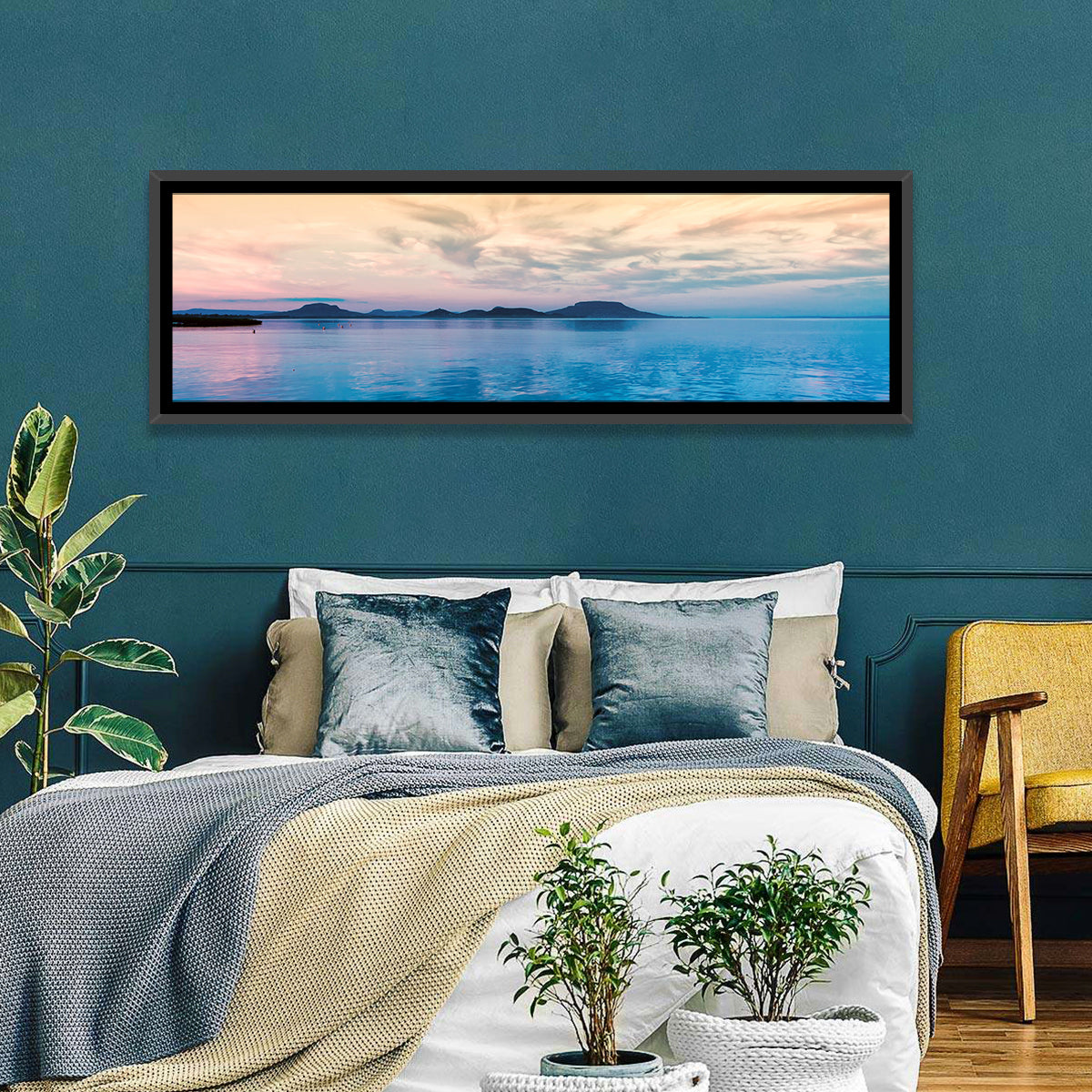 Lake Balaton at Golden Hour Wall Art in a room, landscape
