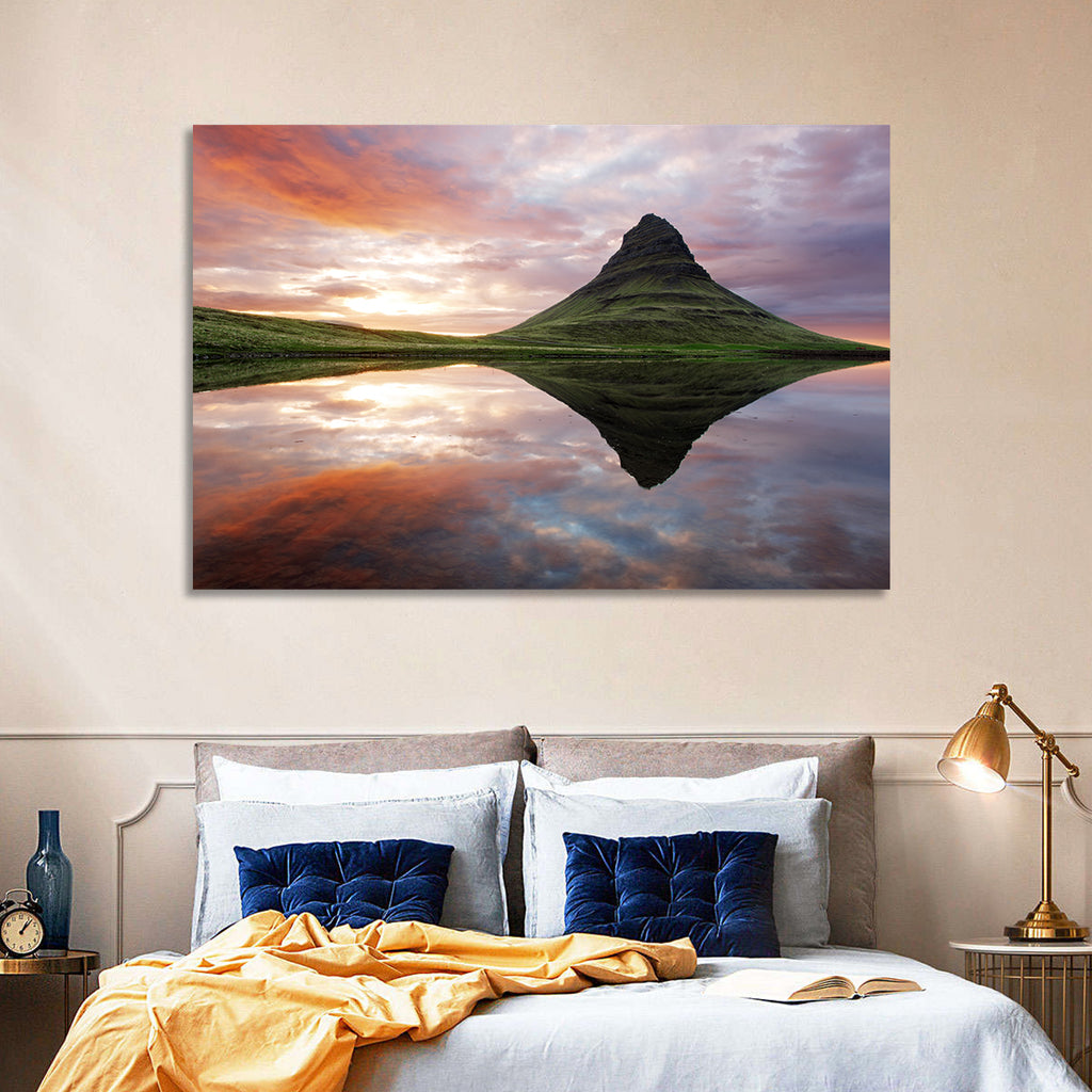 Kirkjufell Sunset Reflection Wall Art