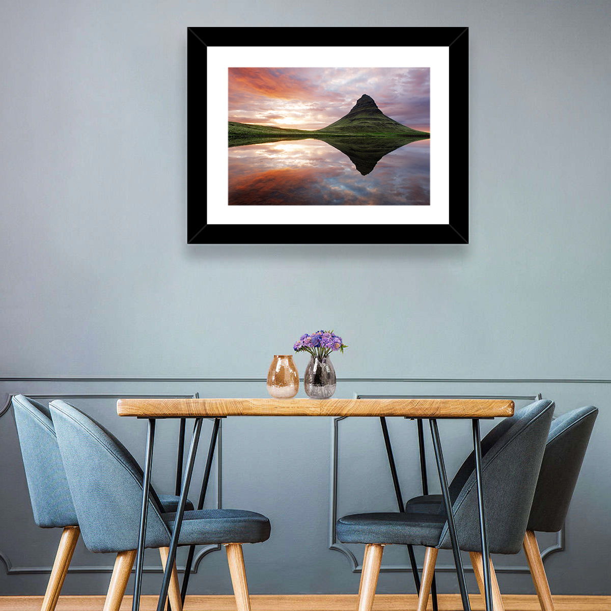 Kirkjufell Sunset Reflection Wall Art