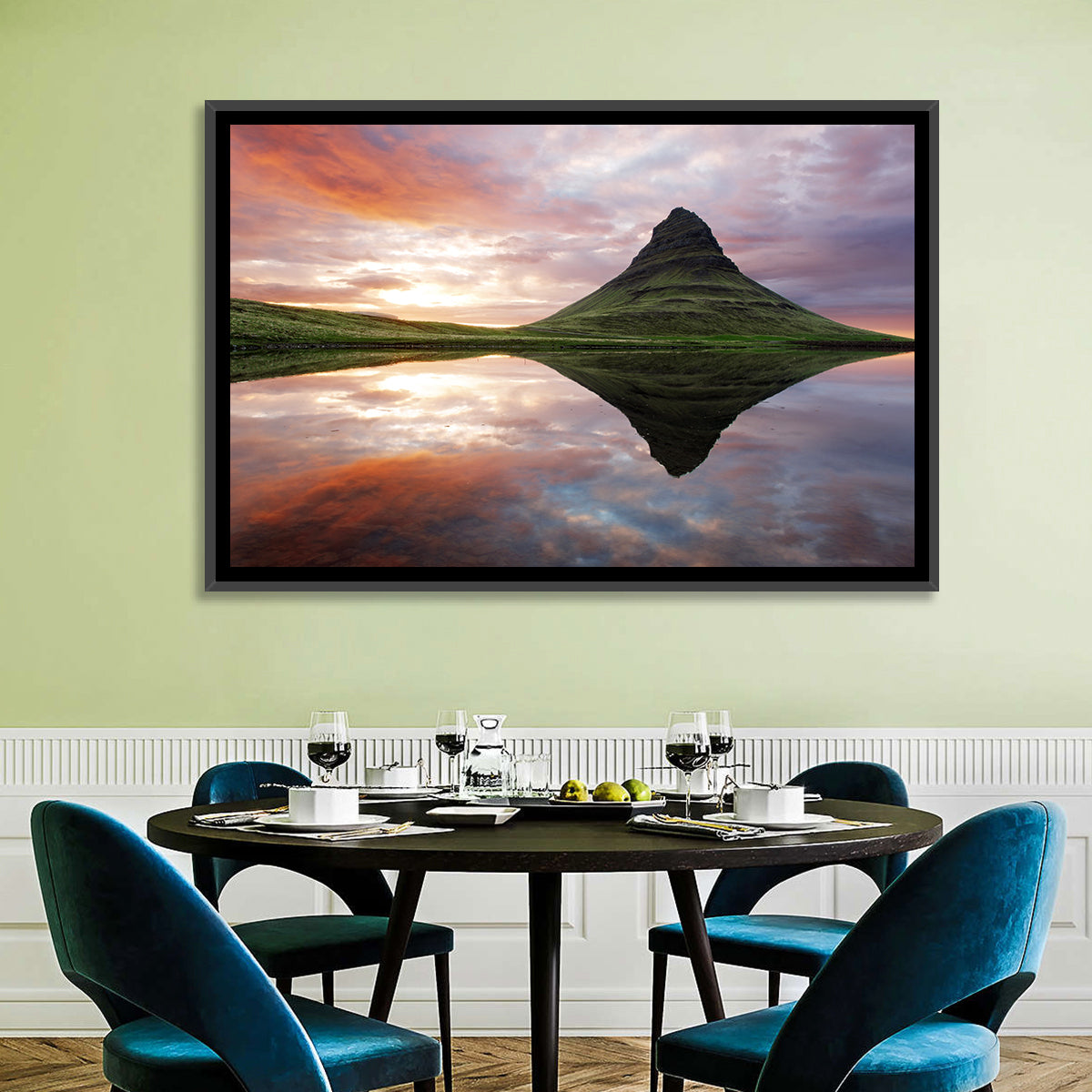 Kirkjufell Sunset Reflection Wall Art