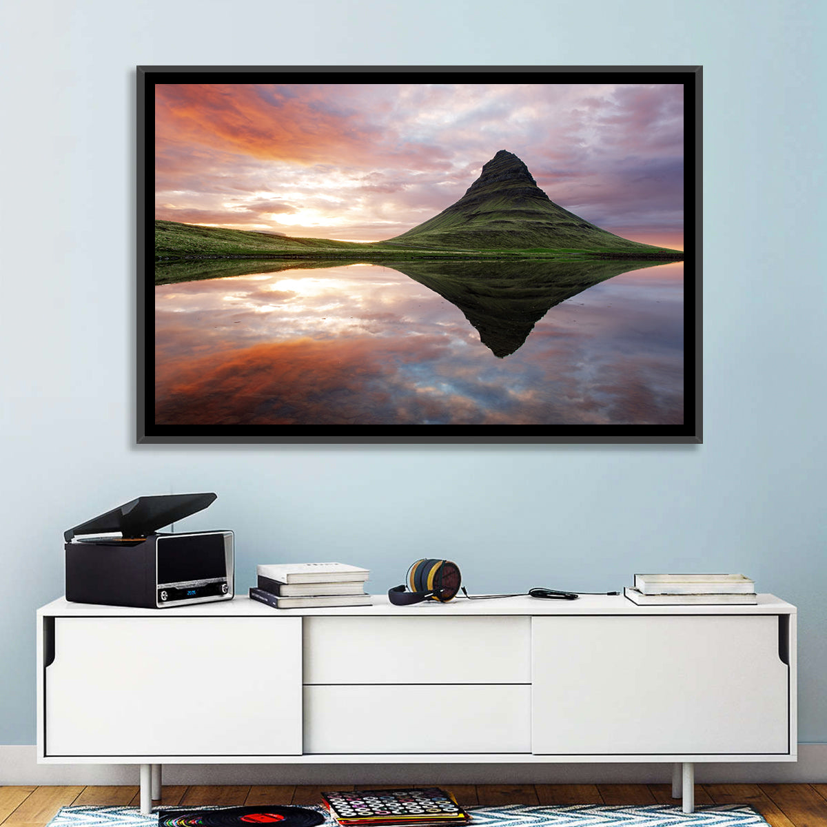 Kirkjufell Sunset Reflection Wall Art