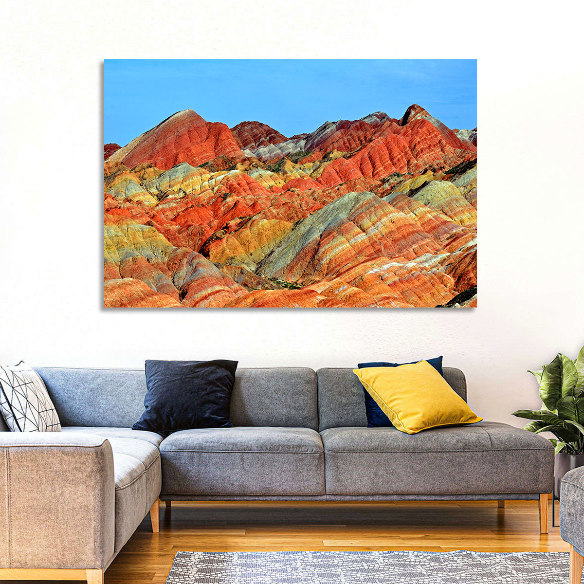 Mount Danxia Wall Art in a room, landscape