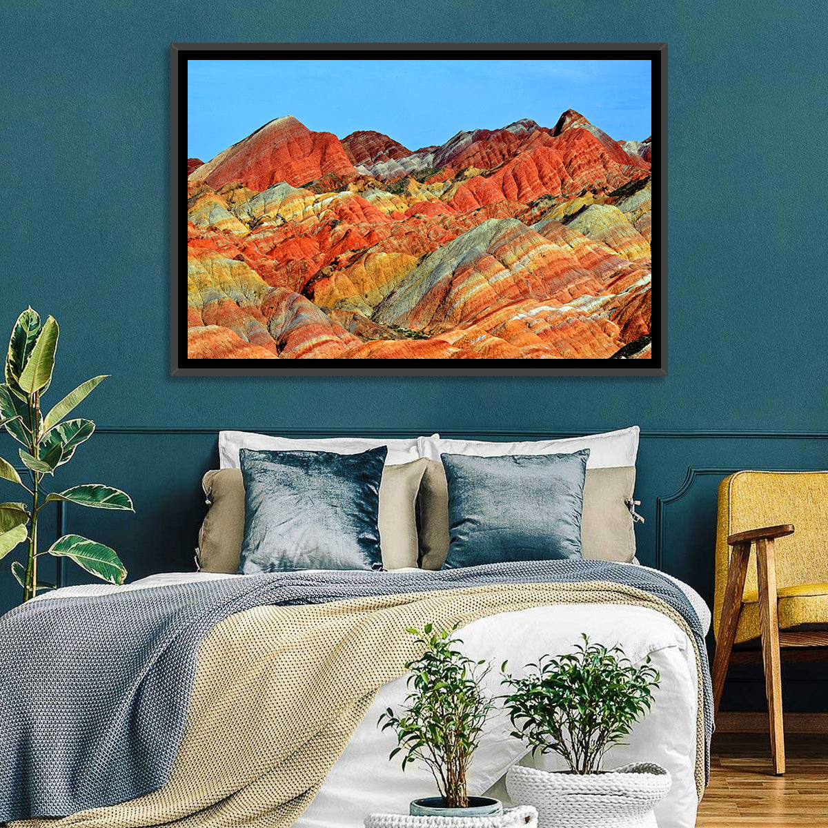 Mount Danxia Wall Art in a room, landscape