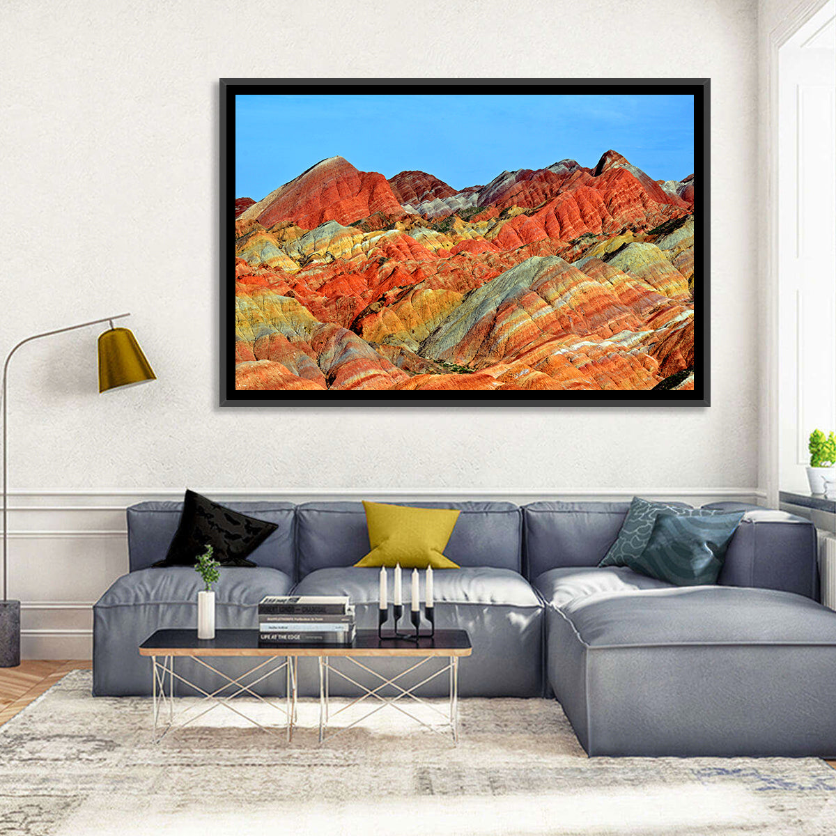 Mount Danxia Wall Art in a room, landscape