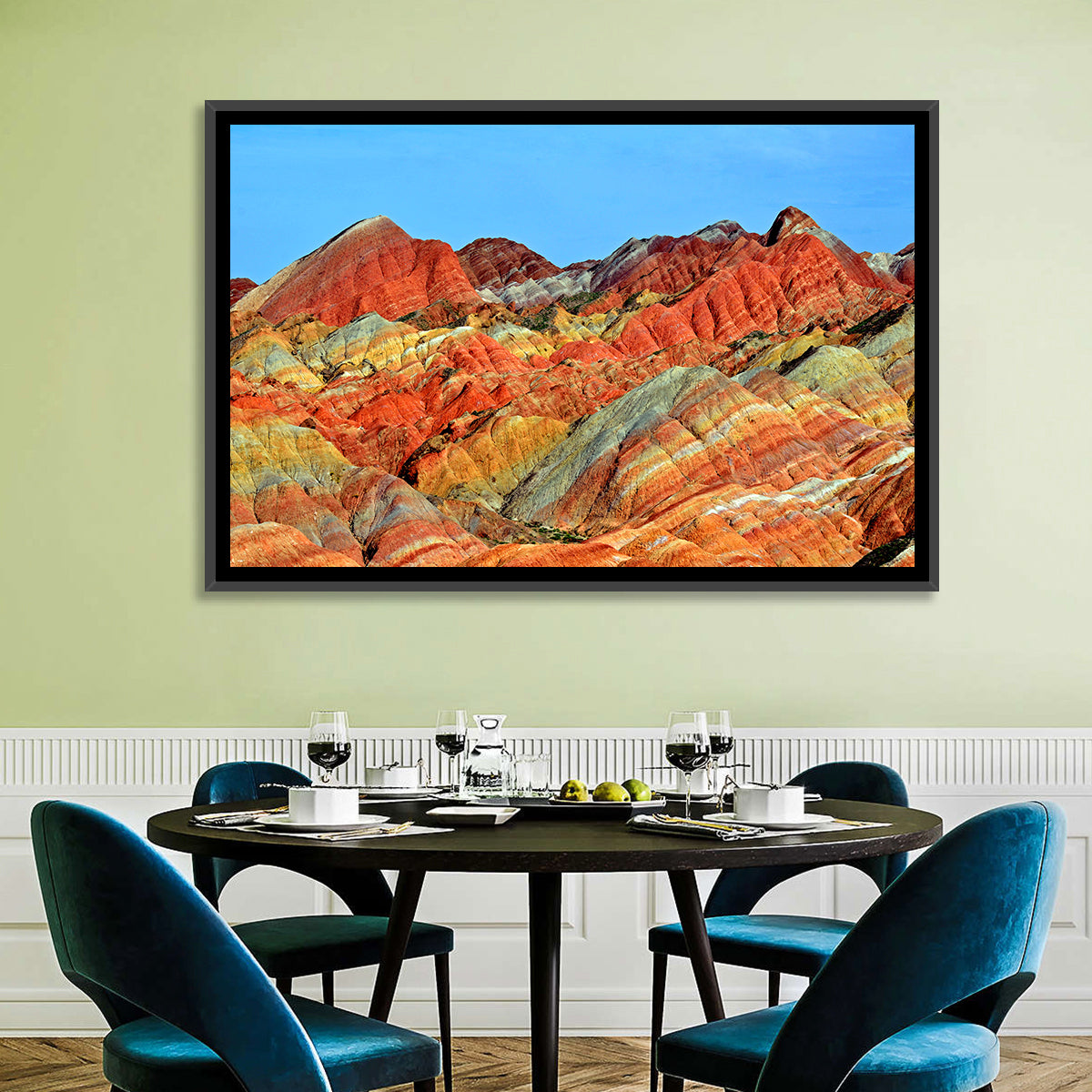 Mount Danxia Wall Art in a room, landscape