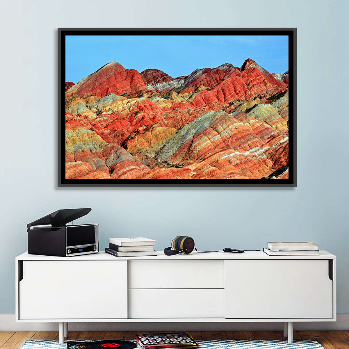 Mount Danxia Wall Art in a room, landscape