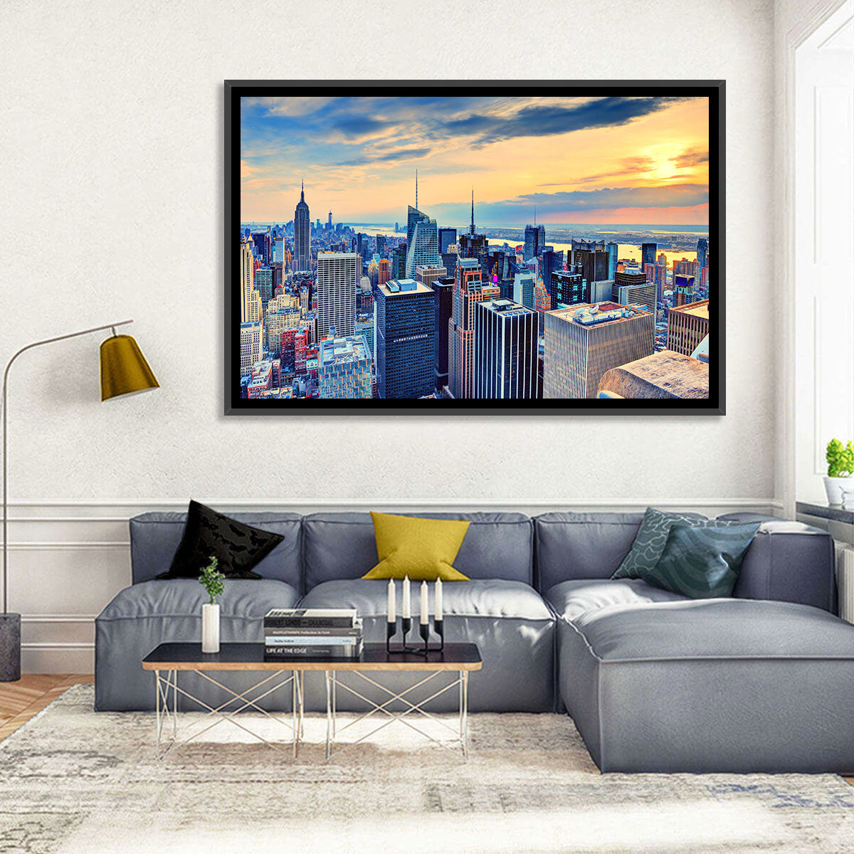 Midtown Manhattan Skyline at Dusk Wall Art in a room, landscape