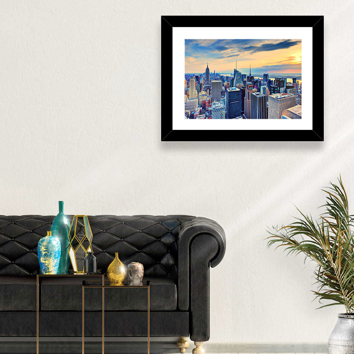 Midtown Manhattan Skyline at Dusk Wall Art in a room, landscape