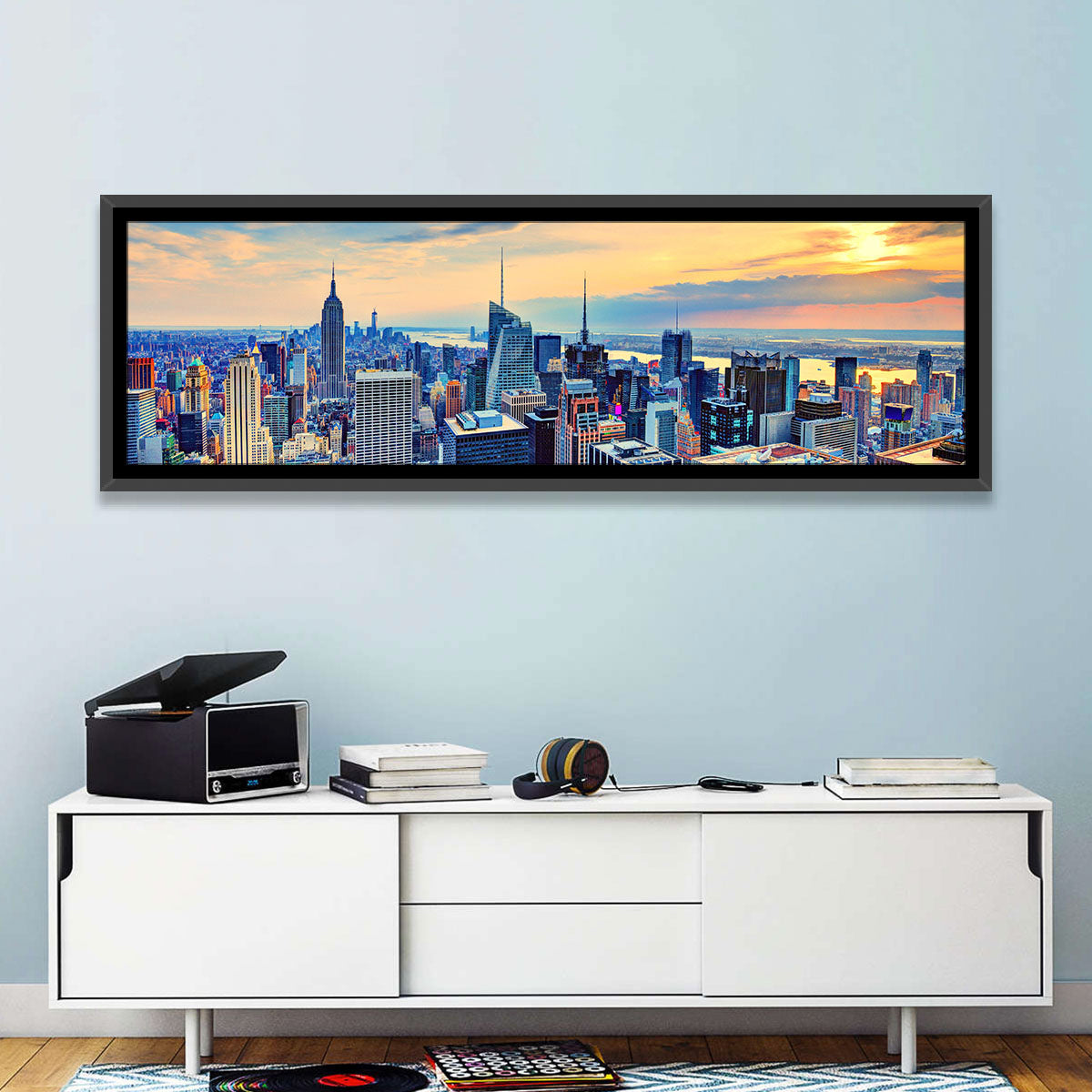 Midtown Manhattan Skyline at Dusk Wall Art in a room, landscape