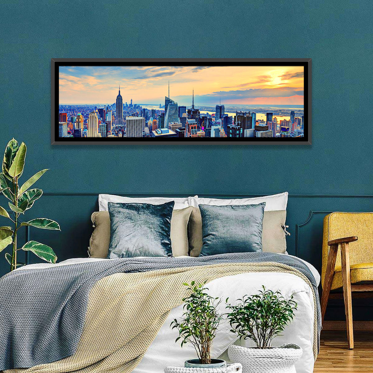 Midtown Manhattan Skyline at Dusk Wall Art in a room, landscape