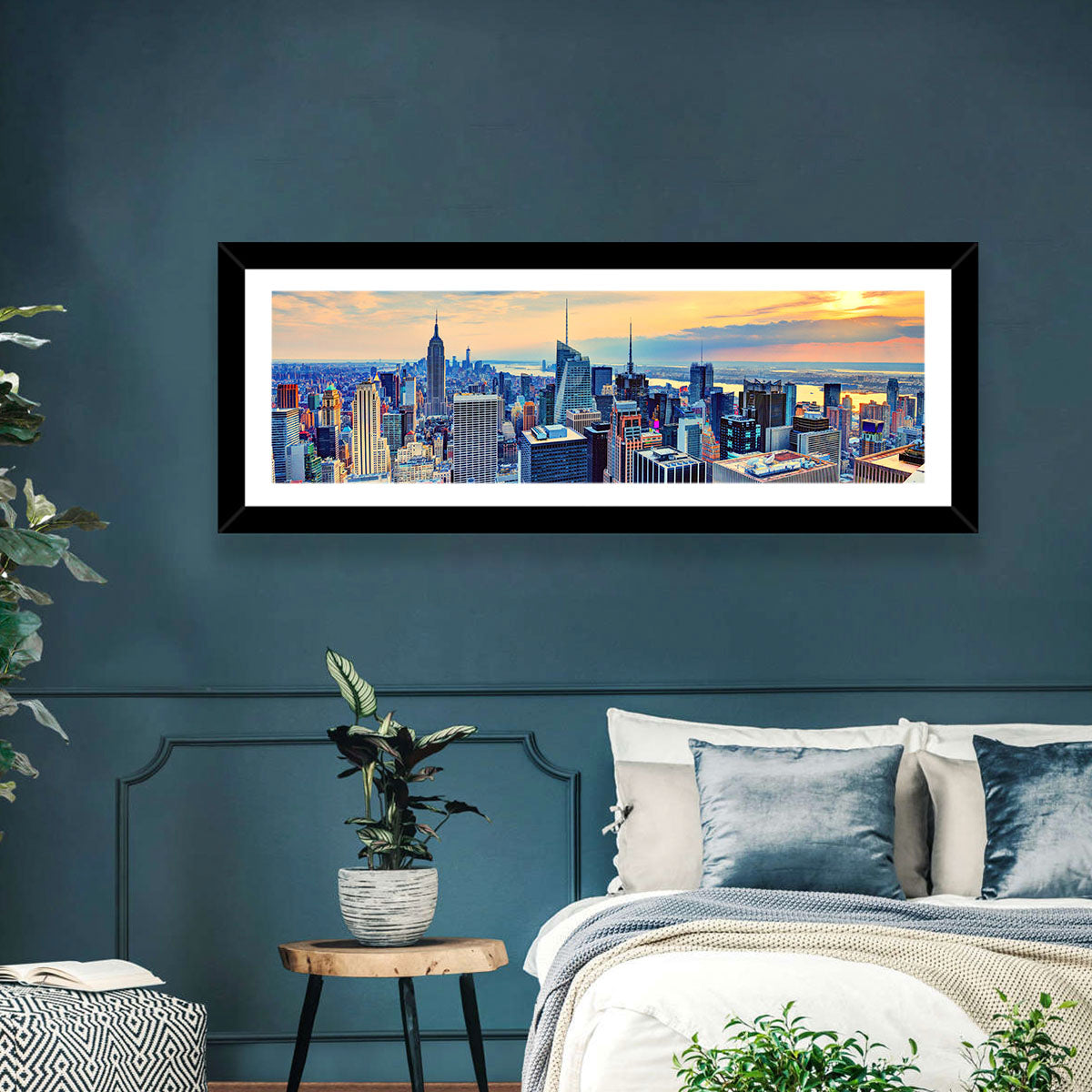 Midtown Manhattan Skyline at Dusk Wall Art in a room, landscape