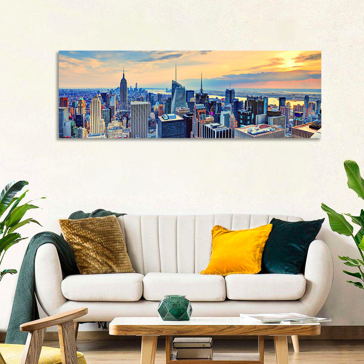 Midtown Manhattan Skyline at Dusk Wall Art in a room, landscape
