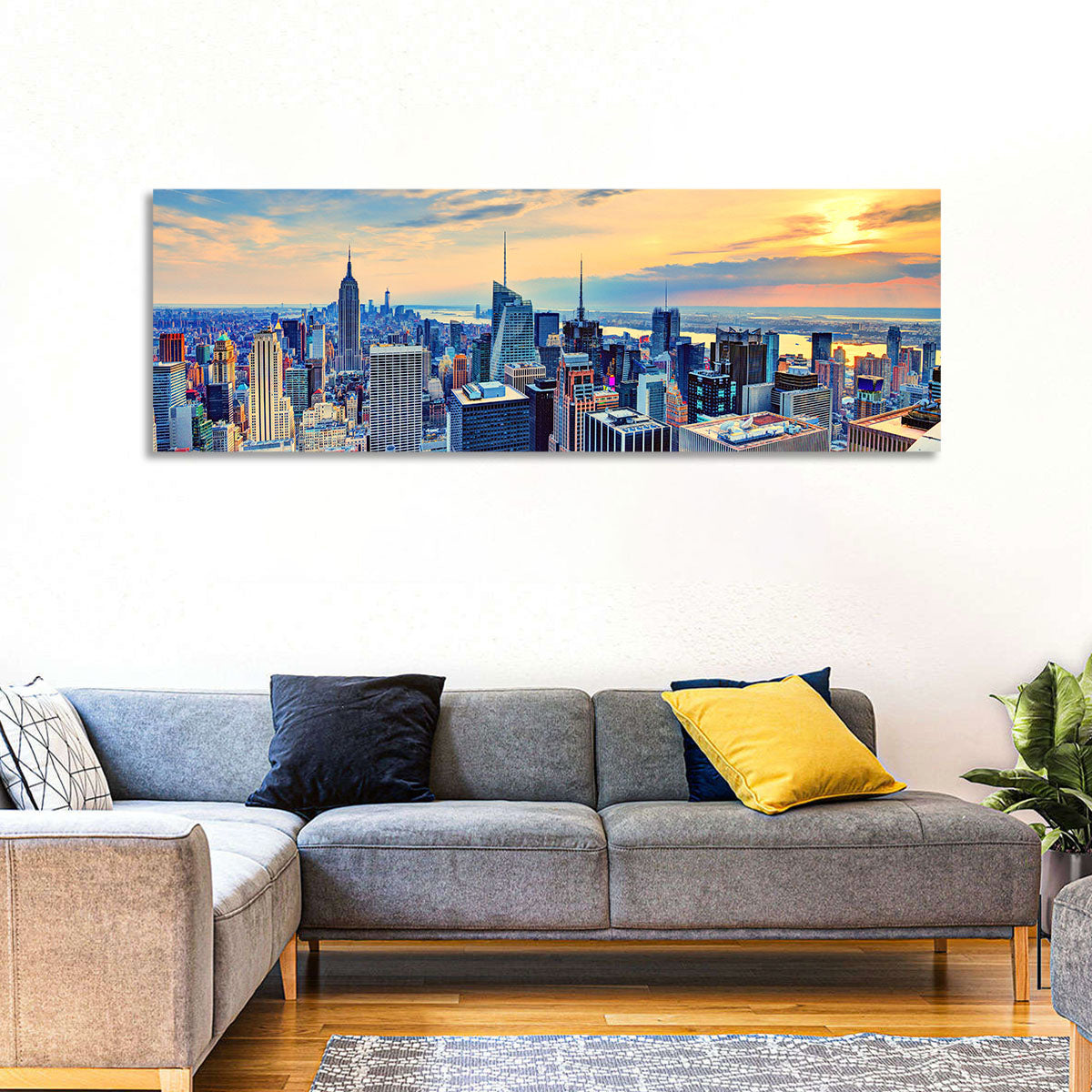 Midtown Manhattan Skyline at Dusk Wall Art in a room, landscape