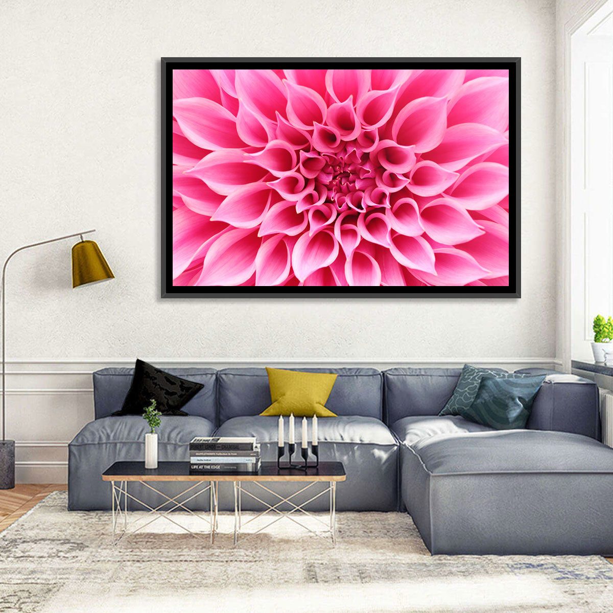 Pink Dahlia Spiral Close-up Wall Art