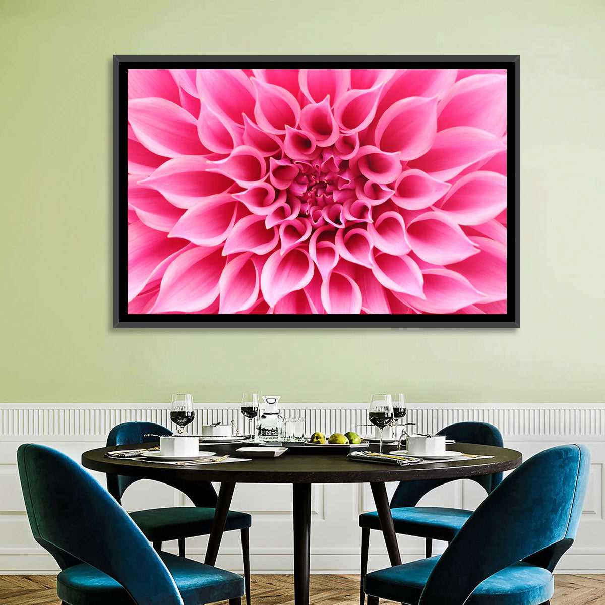 Pink Dahlia Spiral Close-up Wall Art