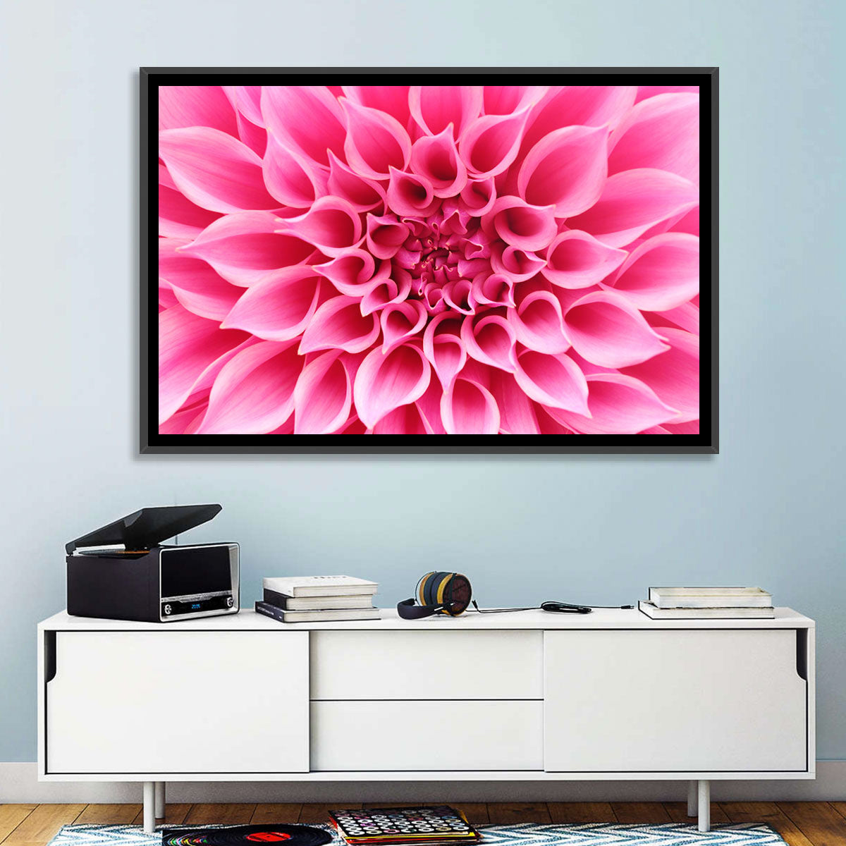 Pink Dahlia Spiral Close-up Wall Art