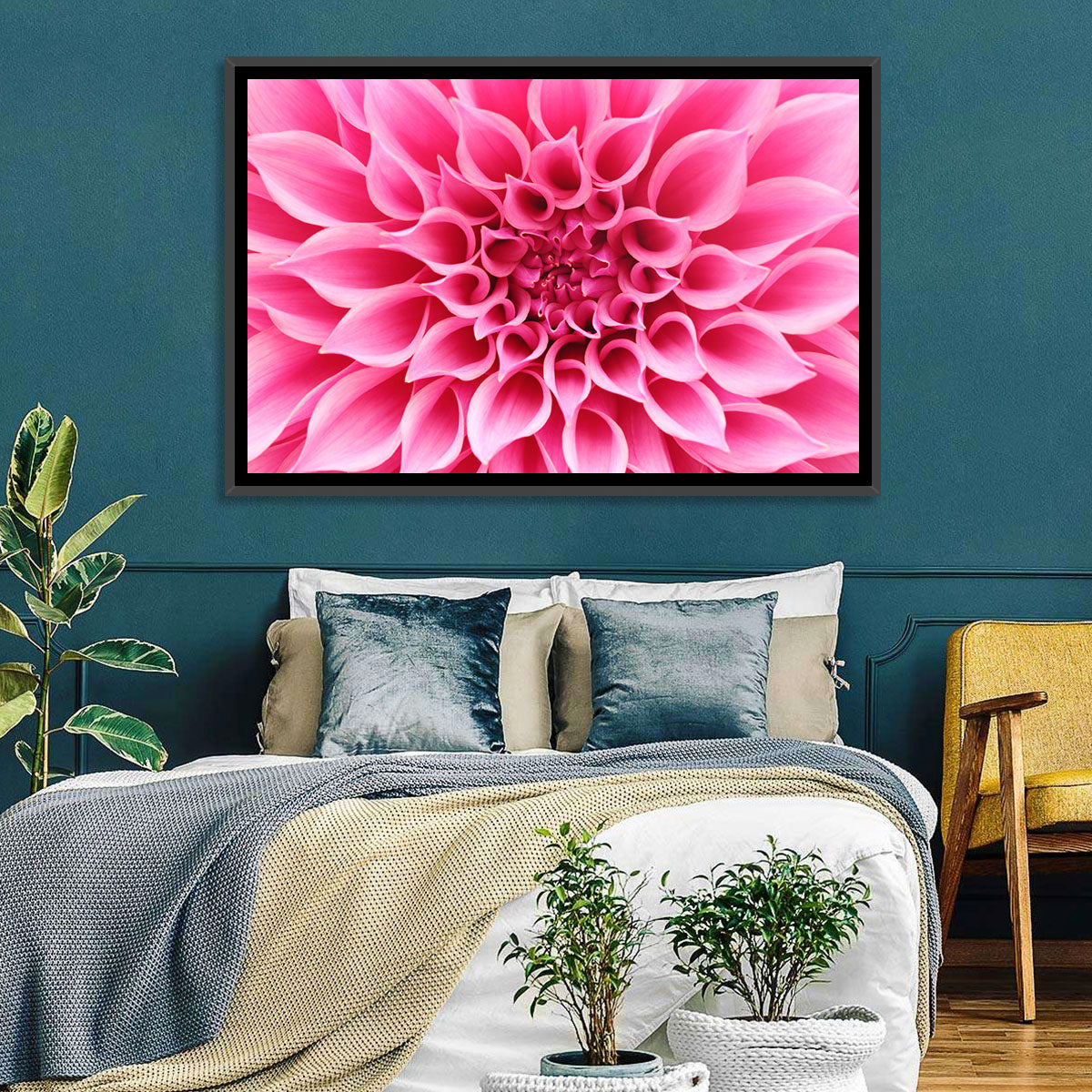 Pink Dahlia Spiral Close-up Wall Art