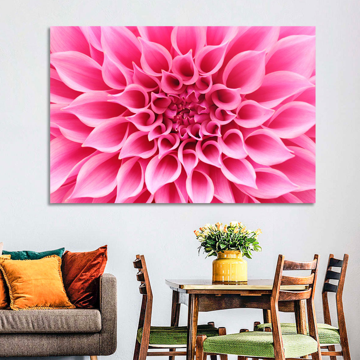 Pink Dahlia Spiral Close-up Wall Art