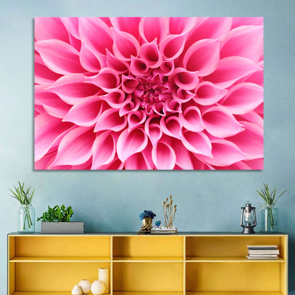 Pink Dahlia Spiral Close-up Wall Art