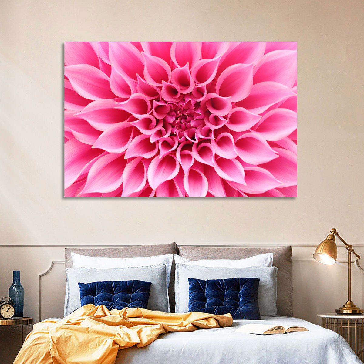 Pink Dahlia Spiral Close-up Wall Art