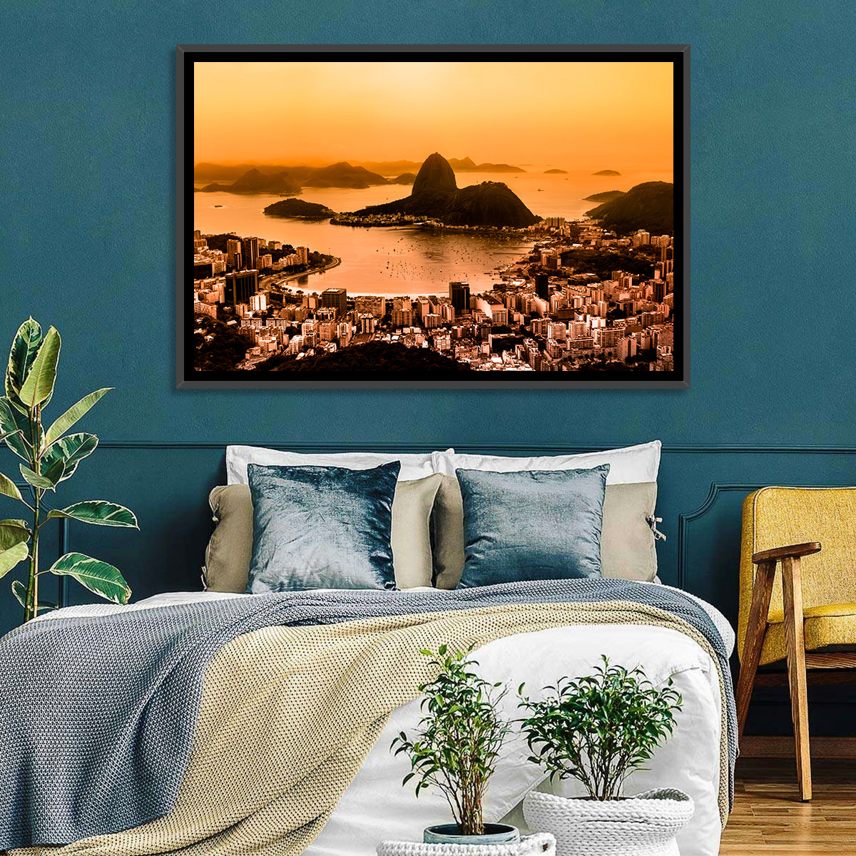 Sugarloaf Over Guanabara Bay Wall Art in a room, landscape