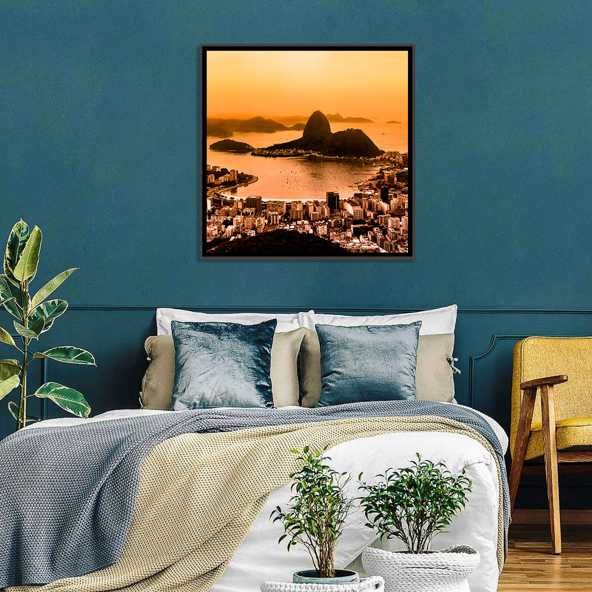 Sugarloaf Over Guanabara Bay Wall Art in a room, landscape