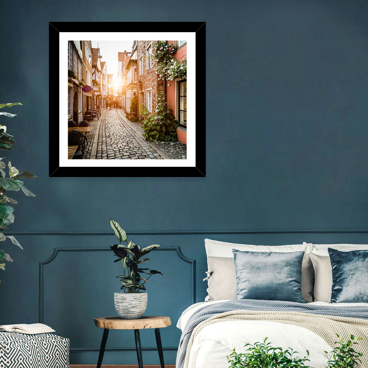Schnoorviertel Cobblestone Lane Wall Art in a room, landscape