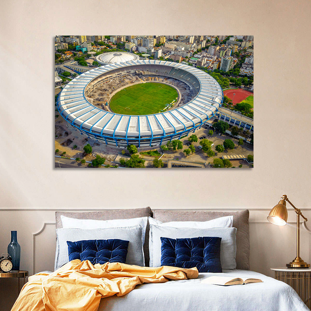 Maracanã Stadium Aerial View Wall Art in a room, landscape