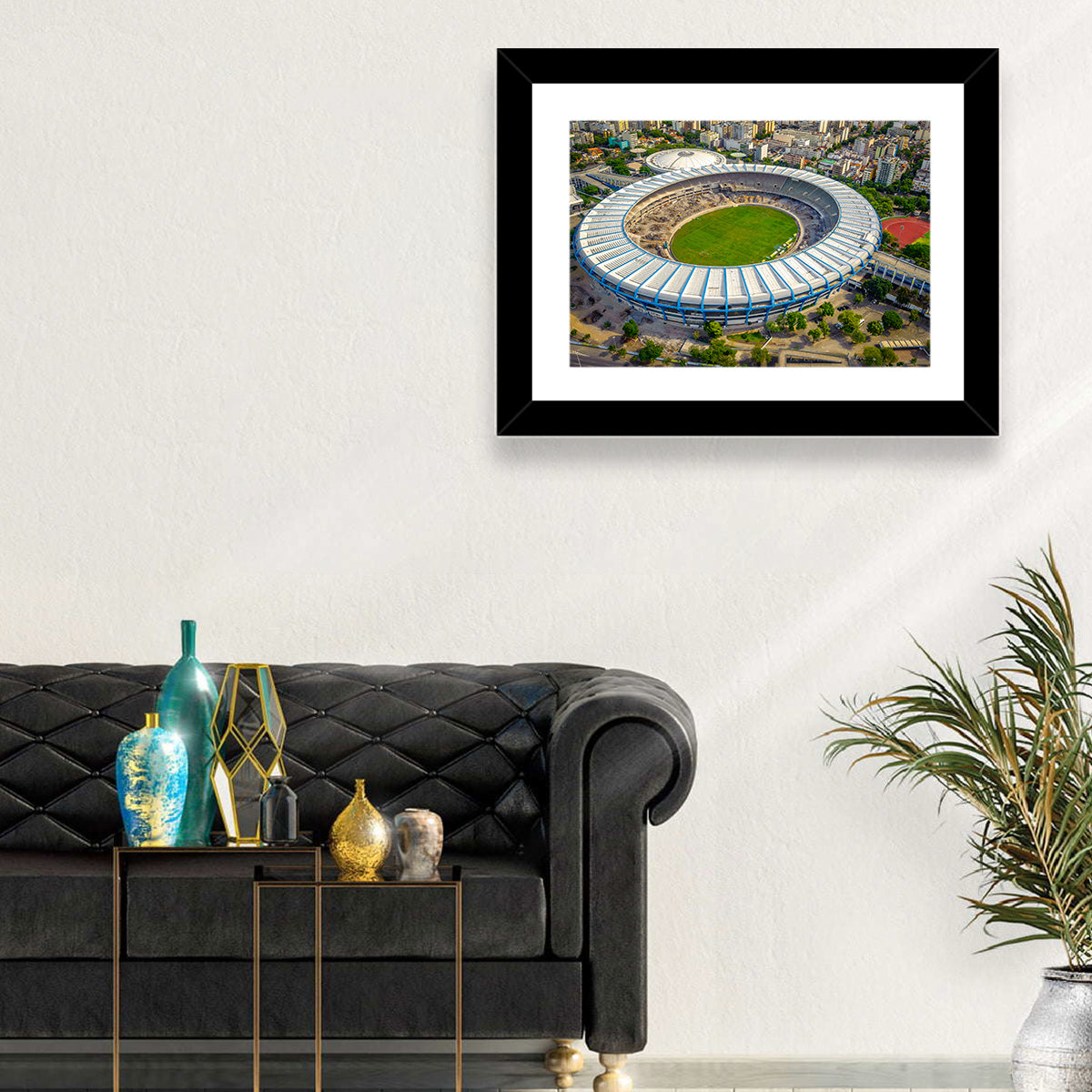 Maracanã Stadium Aerial View Wall Art in a room, landscape