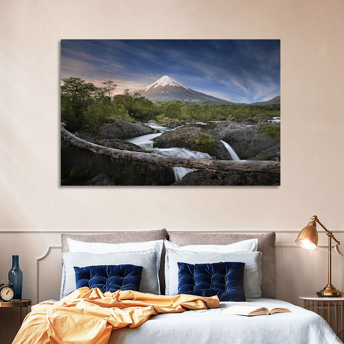 Osorno Volcano at Petrohue Falls Wall Art in a room, landscape