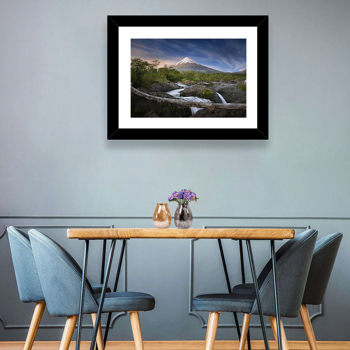 Osorno Volcano at Petrohue Falls Wall Art in a room, landscape