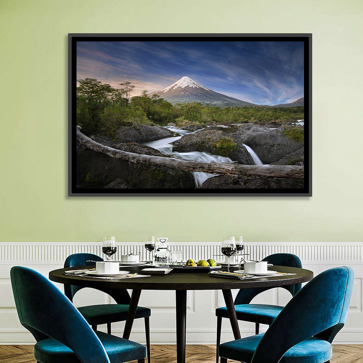 Osorno Volcano at Petrohue Falls Wall Art in a room, landscape
