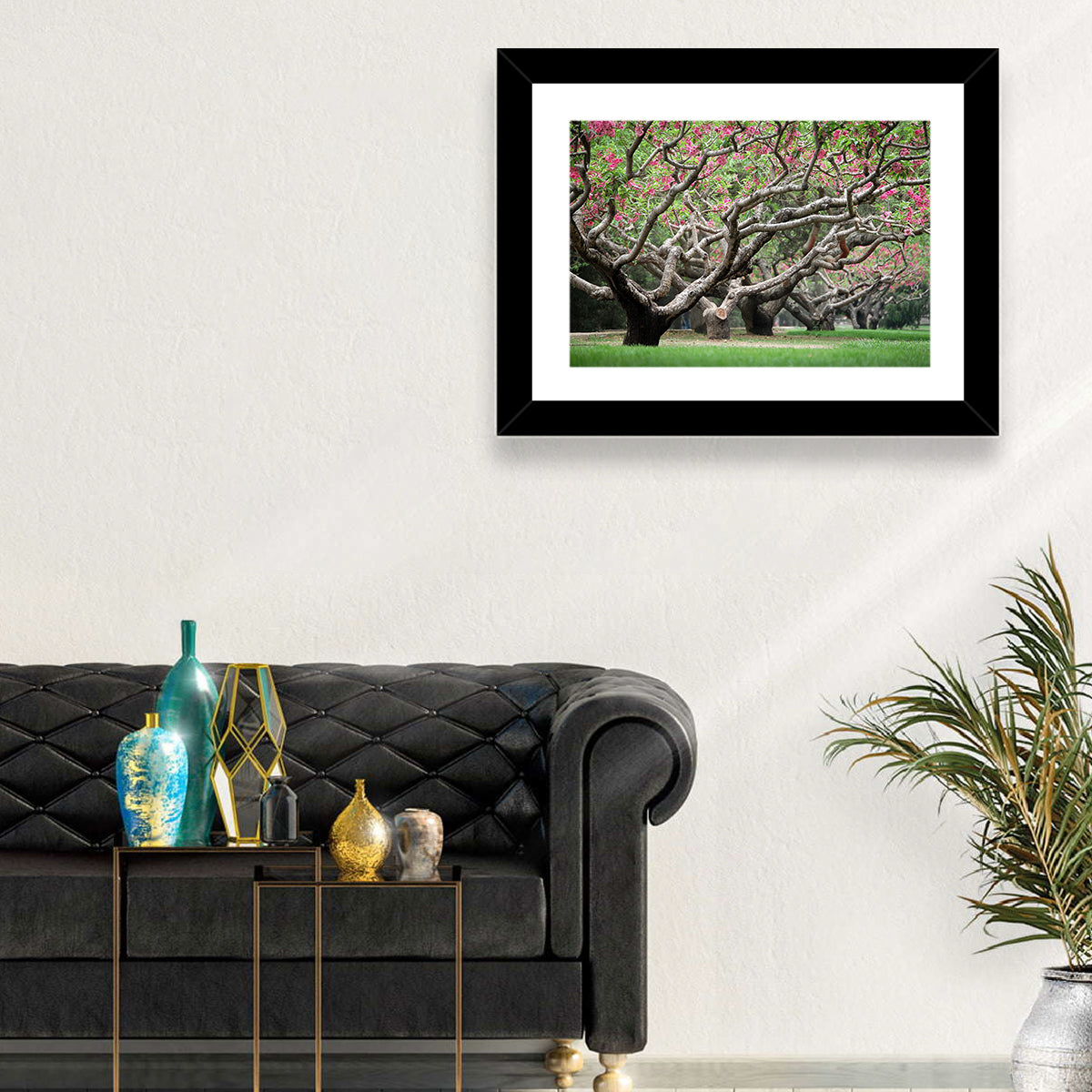 Peach Orchard in Bloom Wall Art in a room, landscape