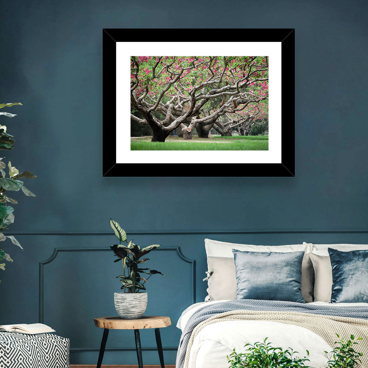 Peach Orchard in Bloom Wall Art in a room, landscape