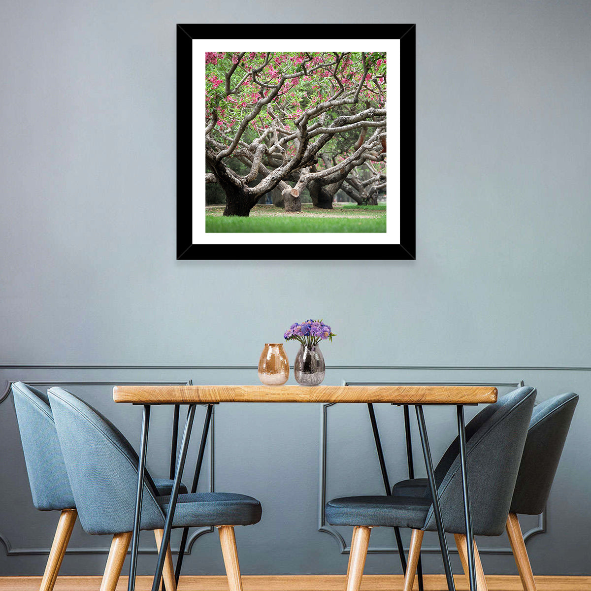 Peach Orchard in Bloom Wall Art in a room, landscape