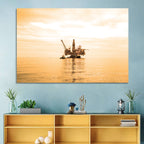 Golden Hour Oil Rig Wall Art