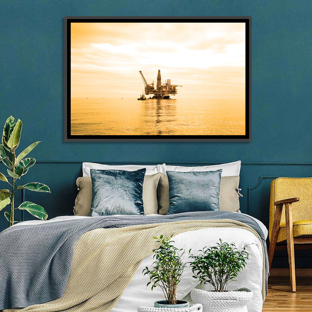 Golden Hour Oil Rig Wall Art