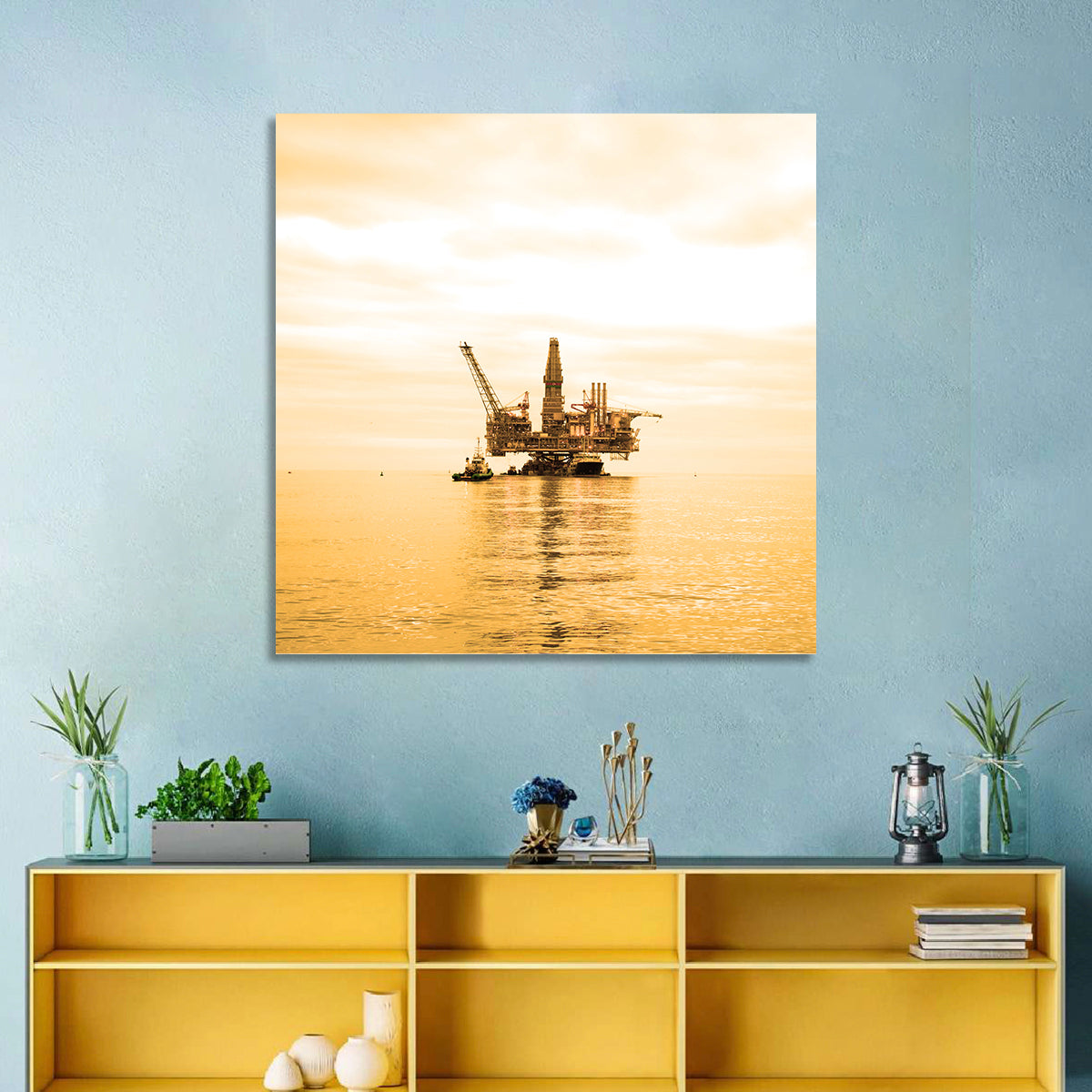 Golden Hour Oil Rig Wall Art