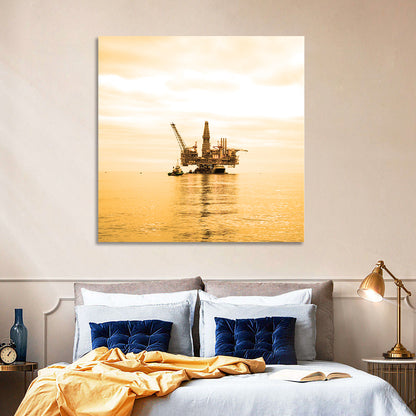Golden Hour Oil Rig Wall Art